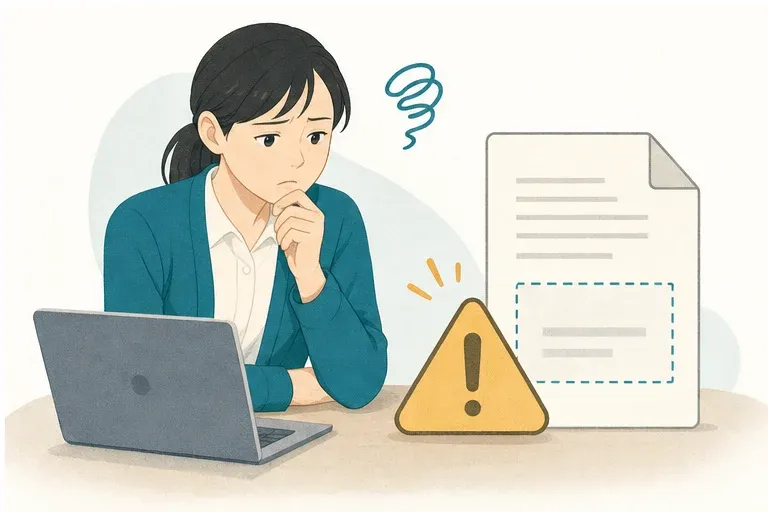 抜け漏れがないか、いつも不安——相談支援専門員の困りごとを表したイラスト